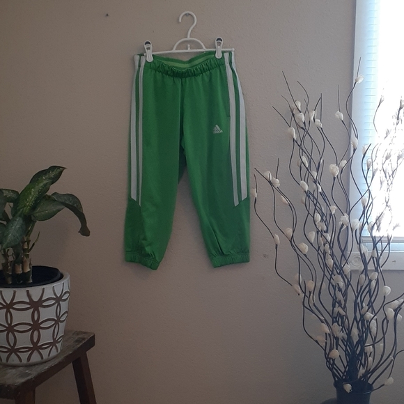 Vintage Adidas Lime Green Classic Capri Athleisure Streetwear Blokecore Joggers - Picture 2 of 5